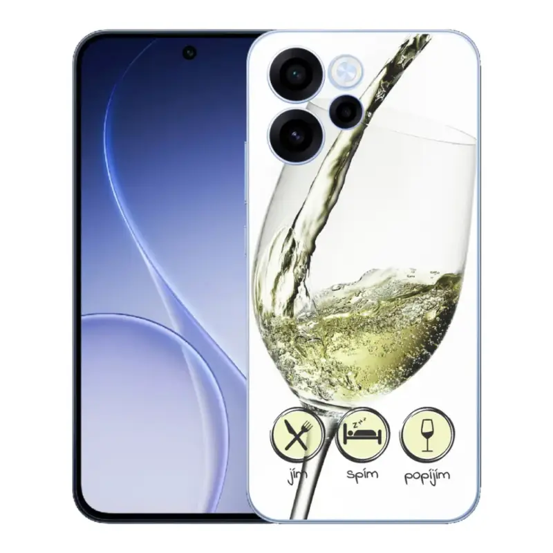 Gelový kryt mmCase na Oppo Reno 15 FS 5G - sklenička vína bílé Cenový Hit