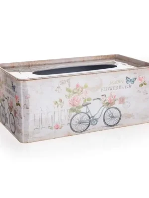HOME DECOR Krabička na papírové kapesníky plechová BICYCLE 24 x 13 x 9,5 cm Aktuální