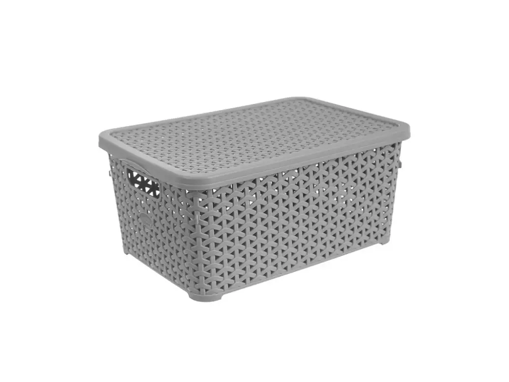 Úložný box s víkem RATAN 10 l šedý Must-Have