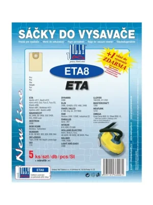 Papírové sáčky do vysavače Jolly ETA8 balení 5+1ks do vysav. ETA Vysoce Kvalitní