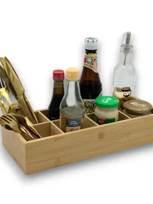 Top Prodej Bambusový organizér na přísady, příbory, na stůl, ke grillu, 8 přihrádek 36 x 15 x 7,5 cm