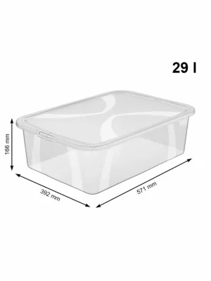 Úložný box, transparentní krabice s víkem, Rotho LONA, 58x39x17 (29l) Expresní Doručení