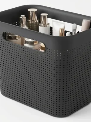 Finální Výprodej Úložný box s madly BRISEN 7l, 26x18x21cm, černý