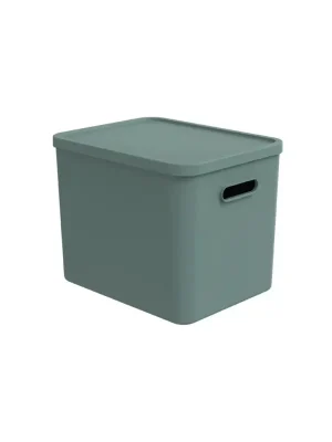 Hit Sezóny Úložný box, rovný s víkem, 27l, matně zelená ALBU LIGHT, 37x29x30