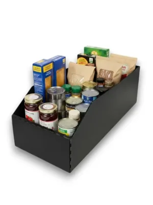 Tovární Cena Úložný box, plastový 20x50x16cm - do spíže i do skříně KARTONPLAST - ČERNÝ