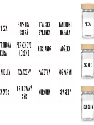 Sada C - 16ks štítků na koření - ČTVEREC - BÍLÁ Odeslání Ihned