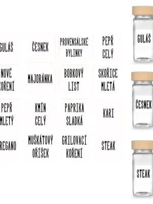 Kup Teď Sada A - 16ks štítků na koření - ČTVEREC - BÍLÁ
