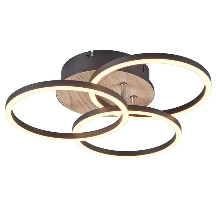 Stropní LED svítidloCIRCLE - černá/přírodní Výprodej