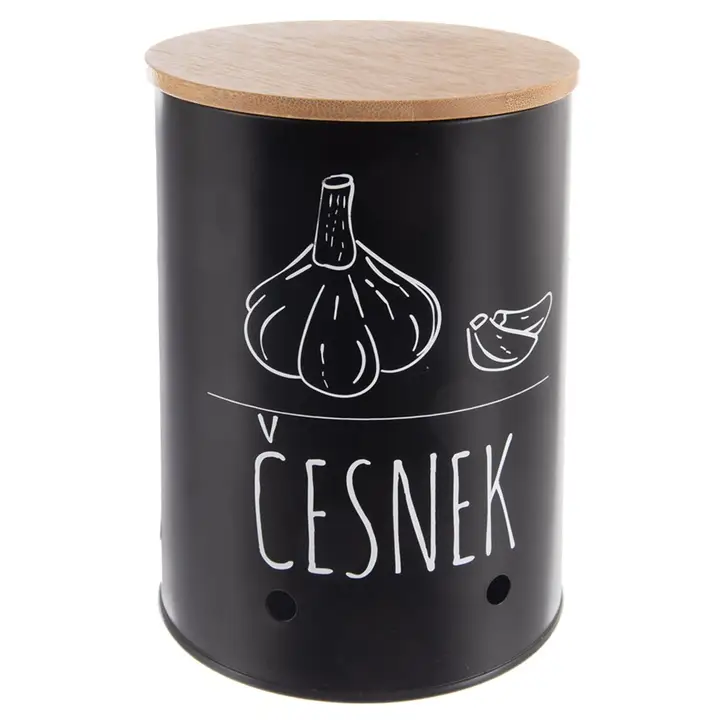 Dóza na česnekBLACK - černá/bambus Víkendová Akce