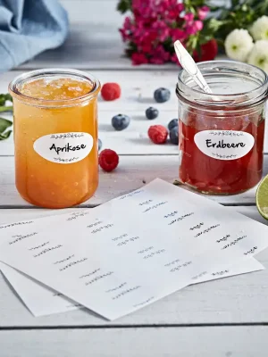 100 oválných samolepek na marmelády Super Cena