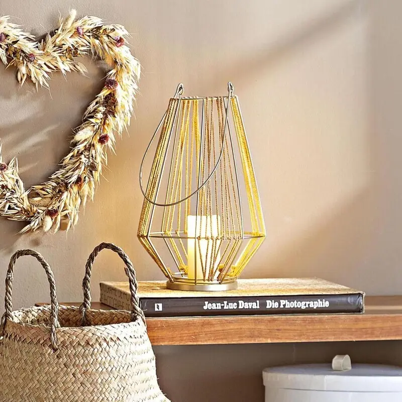 Lucerna boho s LED svíčkou Akční Nabídka
