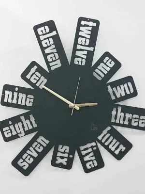 Značkový Černé kovové nástěnné hodiny Kate Louise Numbers